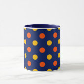 Oranje Geel Op Blauwe Stippen Ontwerp Mok (Midden)