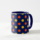 Oranje Geel Op Blauwe Stippen Ontwerp Mok (Voorkant rechts)