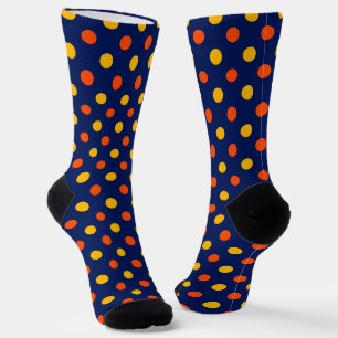 Oranje Geel Op Blauwe Stippen Ontwerp Sokken