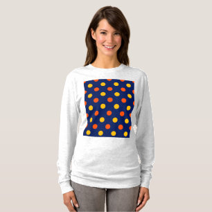 Oranje Geel Op Blauwe Stippen Ontwerp T-shirt
