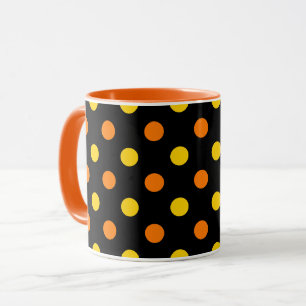 Oranje Geel Op Zwarte Stippen Ontwerp  Mok