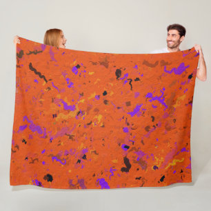 Oranje, geel, Paars en zwart Abstract Fleece Deken
