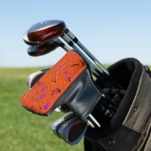 Oranje, geel, Paars en zwart Abstract Golfheadcover (Insitu)
