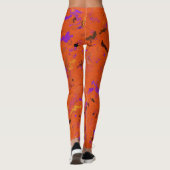 Oranje, geel, Paars en zwart Abstract Leggings (Achterkant)