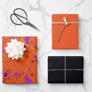 Oranje, geel, Paars en zwart Abstract ompakken Inpakpapier Vel