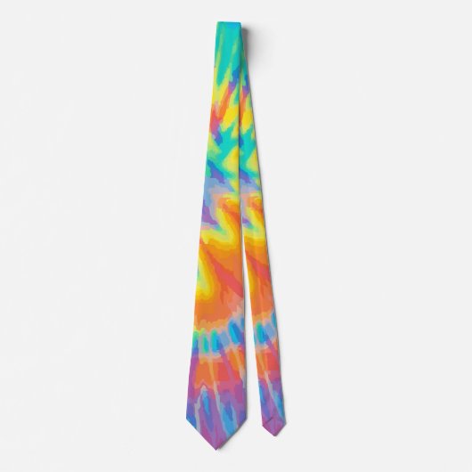Oranje Geel Paarse Tie Dye | Levendig Retro Stropdas (Voorkant)
