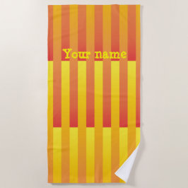 Oranje geel Personaliseer gestreept patroon Strandlaken