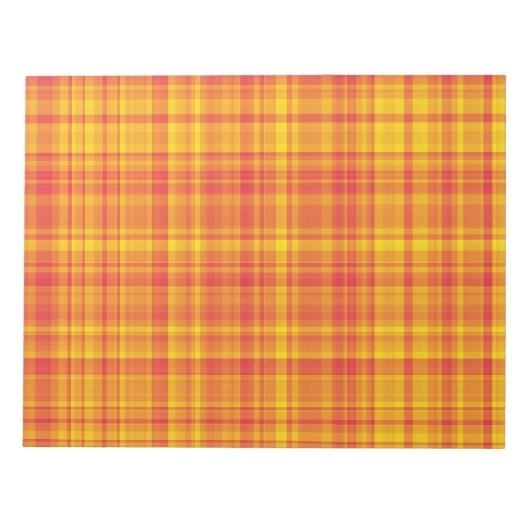 Oranje Geel Plaid Checker Patroon Notitieblok (Voorkant)