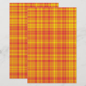 Oranje Geel Plaid Geruite Patroon  Briefpapier (Voorkant / Achterkant)