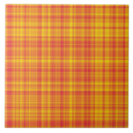 Oranje Geel Plaid Patroon Tegeltje