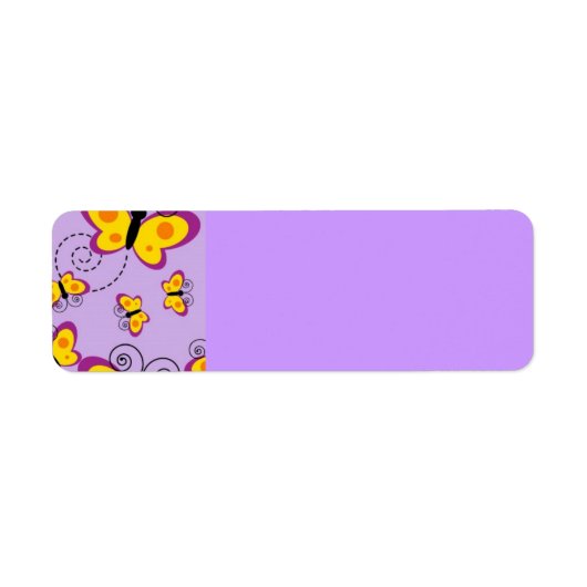 ORANJE GEEL PURPLES BUTTERFLIES CARTOON CUTE CHE ETIKET (Voorkant)