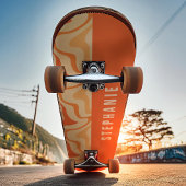 Oranje geel retro modern Abstract marmeren werveli Persoonlijk Skateboard
