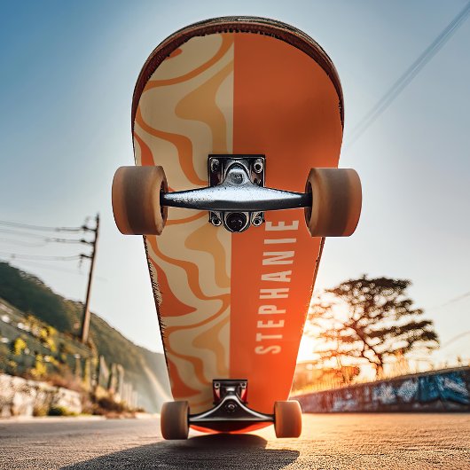 Oranje geel retro modern Abstract marmeren werveli Persoonlijk Skateboard