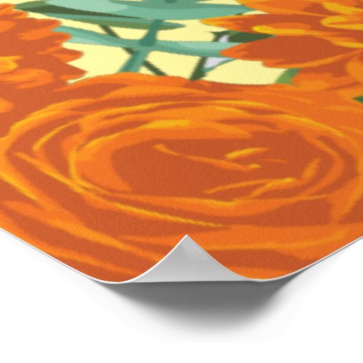 Oranje geel Roos Poster (Hoek)