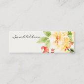 ORANJE GEEL ROSE ROSE WATERVERF FLORAAL ADRES MINI VISITEKAARTJE (Voorkant)