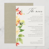 ORANJE GEEL ROSE ROSE WATERVERF FLORAAL MENU (Voorkant / Achterkant)