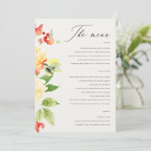ORANJE GEEL ROSE ROSE WATERVERF FLORAAL MENU (Staand voorkant)