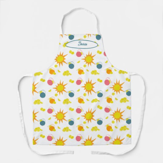 Oranje Geel Roze Blauwgroen Zonnebroodpitchers Schort (Voorkant)
