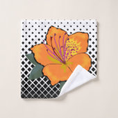 Oranje & Geel & Roze Bloemen op een Trellis Bad Handdoek (Wasdoekje)