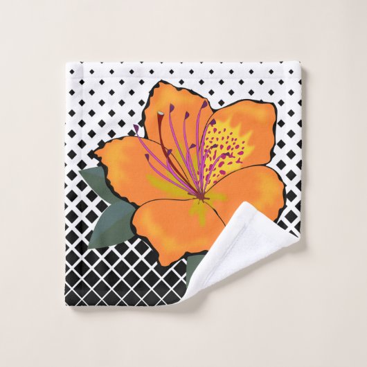 Oranje & Geel & Roze Bloemen op een Trellis Bad Handdoek (Wasdoekje)