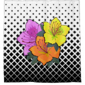 Oranje & Geel & Roze Bloemen op een Trellis Douchegordijn (Voorkant)