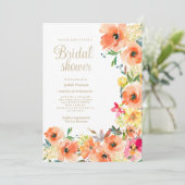 Oranje geel roze bloemenzomer Vrijgezellenfeest Kaart (Staand voorkant)