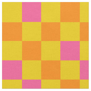 Oranje Geel Roze Geruit Patroonontwerp Stof