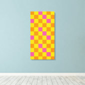 Oranje Geel Roze Geruite Patroon Ontwerp  Canvas Afdruk (Insitu (Houten vloer))