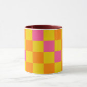 Oranje Geel Roze Geruite Patroon Ontwerp Mok (Midden)