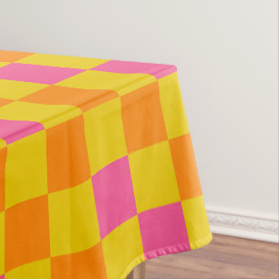 Oranje Geel Roze Geruite Patroon Ontwerp  Tafelkleed