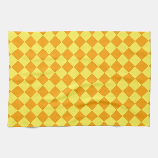 Oranje geel ruitpatroon theedoek (Horizontaal)