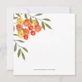 Oranje Geel Rustische Waterverf Floral Note Kaart (Achterkant)