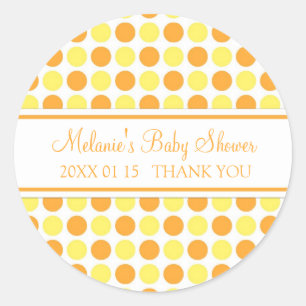 Oranje geel Stippen Baby shower gunst Stickers
