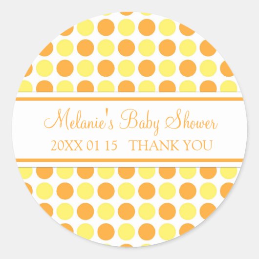 Oranje geel Stippen Baby shower gunst Stickers (Voorkant)