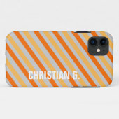 Oranje geel stripe patroon aangepaste naam persoon Case-Mate iPhone case (Achterkant (horizontaal))