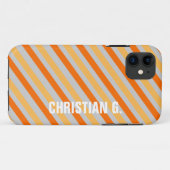 Oranje geel stripe patroon aangepaste naam persoon Case-Mate iPhone case (Achterkant (horizontaal))