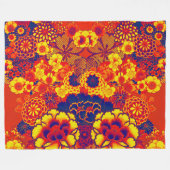 ORANJE GEEL-STROMEN Peony, Rozen Japanse Floral Fleece Deken (Voorkant (Horizontaal))