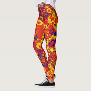 ORANJE GEEL-STROMEN Peony, Rozen Japanse Floral Leggings