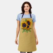 Oranje geel waterverf grote zonnebloemen groen schort (Gedragen)