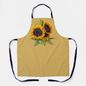 Oranje geel waterverf grote zonnebloemen groen schort (Voorkant)