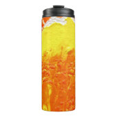 Oranje Geel Wit Abstract Thermosbeker (Voorkant)