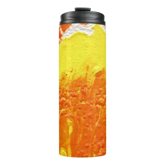 Oranje Geel Wit Abstract Thermosbeker (Voorkant)
