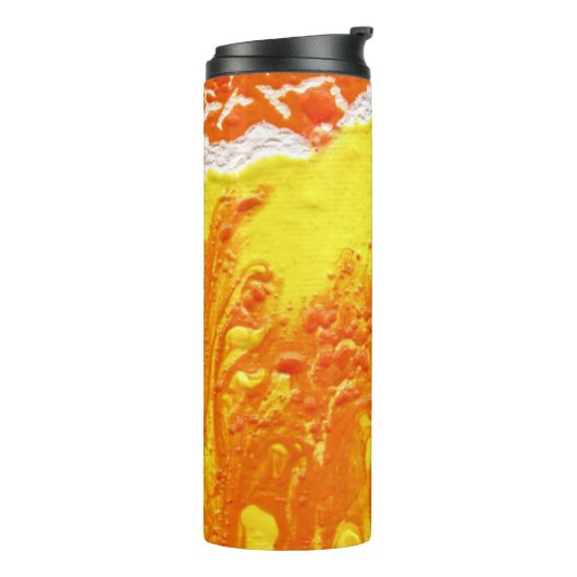 Oranje Geel Wit Abstract Thermosbeker (Gedraaid links)