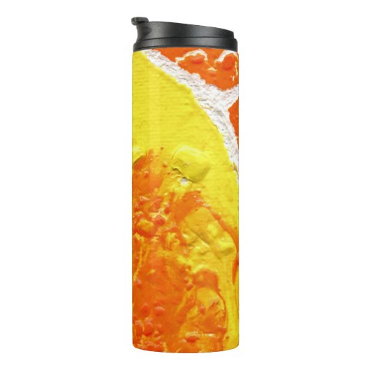 Oranje Geel Wit Abstract Thermosbeker (Geroteerd rechts)