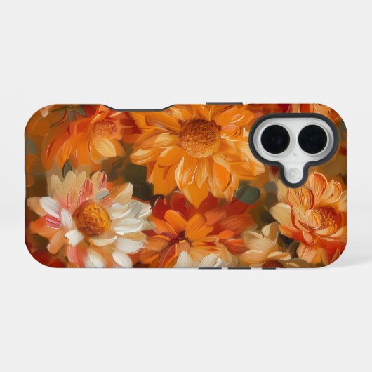 ORANJE GEEL WITTE HERFST ANEMONE PAPAVER BLOEMEN iPhone 16 HOESJE (Achterkant horizontaal)