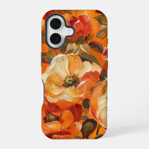 ORANJE GEEL WITTE HERFST ANEMONE PAPAVER BLOEMEN iPhone 16 HOESJE
