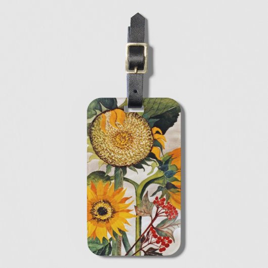 Oranje geel zaaien zonnebloem kunst bagagelabel (Voorkant (verticaal))