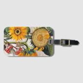 Oranje geel zaaien zonnebloem kunst bagagelabel (Voorkant (horizontaal))