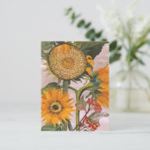 Oranje geel zaaien zonnebloem kunst briefkaart (Staand voorkant)