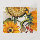 Oranje geel zaaien zonnebloem kunst briefkaart (Voorkant)